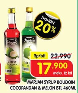 Promo Harga Marjan Syrup Boudoin Cocopandan, Melon 460 ml - Superindo