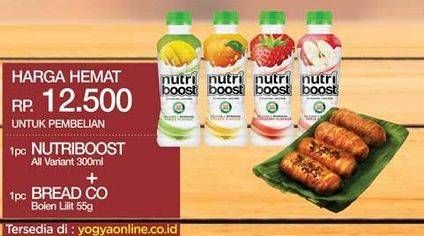 Promo Harga NUTRIBOOST All Variant 300ml + BREAD CO Bolen Lilit 55gr  - Yogya