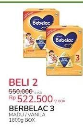 Promo Harga Bebelac 3 Susu Pertumbuhan Madu, Vanila 1800 gr - Indomaret