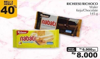 Promo Harga NABATI Wafer Chocolate, Cheese per 2 bungkus 145 gr - Giant