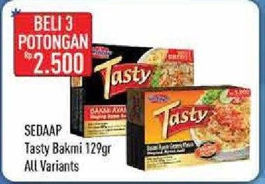 Promo Harga SEDAAP Tasty Bakmi All Variants per 3 box 129 gr - Hypermart