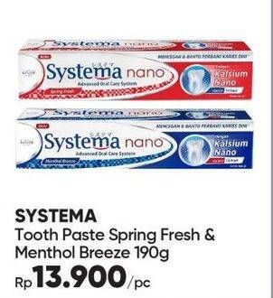 Promo Harga SYSTEMA Toothpaste  Nano Menthol Breeze, Spring Fresh 190 gr - Guardian