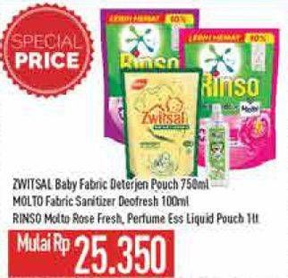 Zwitsal Baby Fabric Detergent/Molto Fabric Hygiene Spray Anti Bacterial/Rinso Liquid Detergent