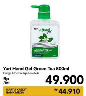 Promo Harga YURI Hand Gel Green Tea 500 ml - Carrefour