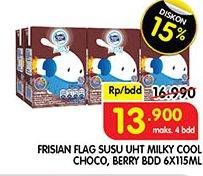 Promo Harga Frisian Flag Susu UHT Milky Zuzhu Zazha Chocolate, Strawberry per 6 tpk 115 ml - Superindo