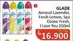 Promo Harga GLADE Aerosol Lavender, Fresh Lemon, Spa, Ozone Fresh, I Love You 250 ml - Alfamidi