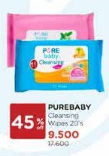 Promo Harga PURE BABY Cleansing Wipes 20 pcs - Watsons