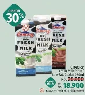 Promo Harga Cimory Fresh Milk Low Fat, Chocolate, Full Cream 950 ml - LotteMart
