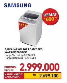 Promo Harga SAMSUNG WA75H4200SG/SE | Washing Machine Top Loading 7.5kg 7500 gr - Carrefour