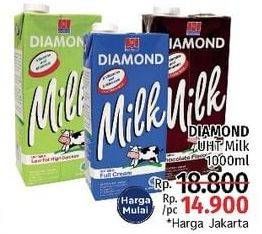 Promo Harga DIAMOND Milk UHT Chocolate, Full Cream, Low Fat High Calcium 1000 ml - LotteMart