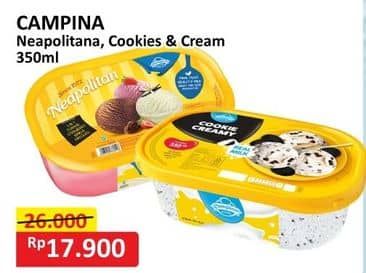 Promo Harga Campina Ice Cream Neapolitan, Cookie Creamy 350 ml - Alfamart