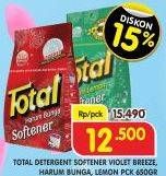 Promo Harga TOTAL Detergent Softener Harum Bunga, Harum Lemon, Violet Breeze 650 gr - Superindo