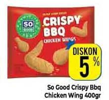Promo Harga So Good Crispy BBQ Chicken Wings 400 gr - Hypermart