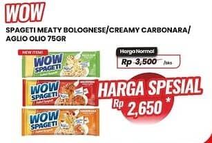 Promo Harga WOW Spageti Meaty Bolognese, Cream Carbonara, Aglio Olio 75 gr - Carrefour