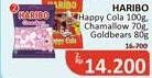 Promo Harga Haribo Candy Gummy Happy Cola, Chamallows Pink White, Gold Bears 70 gr - Alfamidi