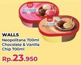 Promo Harga Walls Ice Cream Kecuali Neopolitana, Kecuali Chocolate Vanilla With Chocolate Chip 700 ml - Yogya