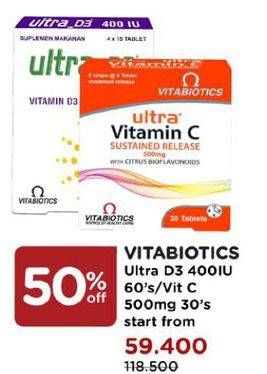 Promo Harga Vitamin D3 400IU 60s / Vitamin C 30s  - Watsons