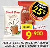 Promo Harga Good Day Instant Coffee 3 in 1 Mocacinno, Vanilla Latte, Chococinno per 10 sachet 20 gr - Superindo