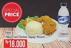 Promo Harga Nasi + Fried Chicken Sayap + Minum (Paket A)  - Hypermart