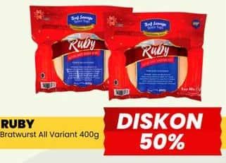 Promo Harga Ruby Sosis Sapi Bratwurst All Variants 400 gr - Yogya