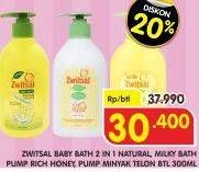 Promo Harga ZWITSAL Natural Baby Bath Milky With Rich Honey, With Minyak Telon 300 ml - Superindo