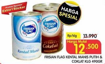 Promo Harga FRISIAN FLAG Susu Kental Manis Cokelat, Putih 490 gr - Superindo