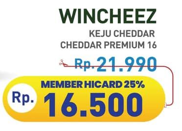 WINcheez Cheddar Premium 160 gr Diskon 24%, Harga Promo Rp16.500, Harga Normal Rp21.990, Maks 2 Pcs/Periode, Khusus Member,HICARD