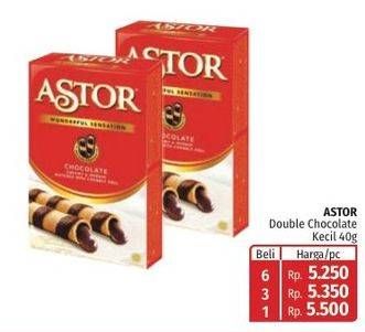 Promo Harga Astor Wafer Roll Double Chocolate 40 gr - Lotte Grosir