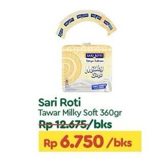 Promo Harga Sari Roti Roti Tawar Milky Soft 360 gr - TIP TOP