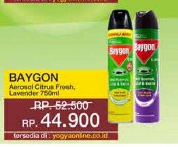 Promo Harga Baygon Insektisida Spray Citrus Fresh, Silky Lavender 750 ml - Yogya