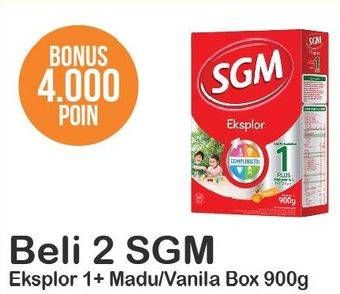 Promo Harga SGM Eksplor 1+ Susu Pertumbuhan Madu, Vanila per 2 box 900 gr - Alfamart
