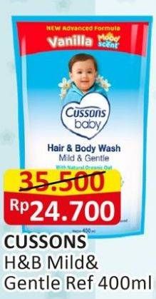 Promo Harga Cussons Baby Hair & Body Wash Mild Gentle 400 ml - Alfamart