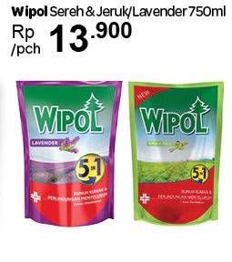 Promo Harga WIPOL Karbol Wangi Sereh + Jeruk, Lavender 750 ml - Carrefour