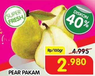 Promo Harga Pear Packham per 100 gr - Superindo