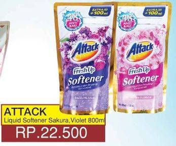 Promo Harga ATTACK Detergent Liquid Sakura, Violet 800 ml - Yogya