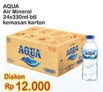 Promo Harga AQUA Air Mineral per 24 botol 330 ml - Indomaret