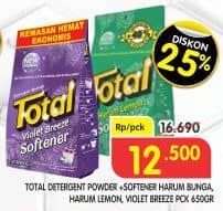 Promo Harga Total Detergent Softener Harum Bunga, Harum Lemon, Violet Breeze 650 gr - Superindo