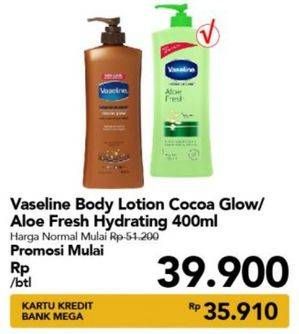 Promo Harga VASELINE Intensive Care Aloe Soothe, Cocoa Radiant 400 ml - Carrefour