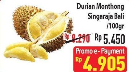 Promo Harga Durian Monthong per 100 gr - Hypermart