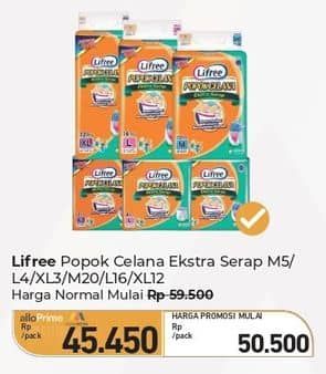 Promo Harga Lifree Popok Celana Ekstra Serap L4 4 pcs - Carrefour