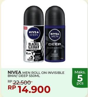 Promo Harga Nivea Men Deo Roll On Black White Invisible Original, Deep 50 ml - Yogya