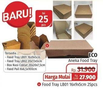Promo Harga Food Tray LB01 16x9x5cm 25 pcs - Lotte Grosir
