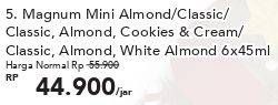 Promo Harga Walls Magnum Mini Almond, Classic Almond, Cookies N Cream, Classic Almond White per 6 pcs 45 ml - Carrefour