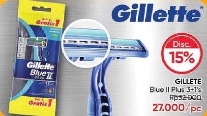Promo Harga Gillette Blue II Plus 4 pcs - Guardian
