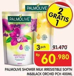 Promo Harga PALMOLIVE Naturals Shower Milk Irresistible Softn M Black Orchid per 3 pouch 400 ml - Superindo