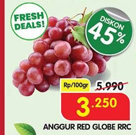 Promo Harga Anggur Red Globe RRC per 100 gr - Superindo