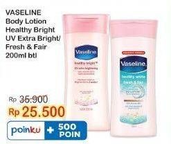 Promo Harga Vaseline Body Lotion UV Extra Brightening, Fresh Fair Cooling UV 200 ml - Indomaret