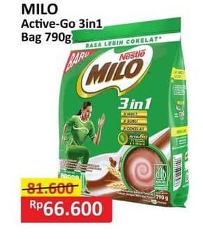 Promo Harga Milo ActivGo 3in1 800 gr - Alfamart