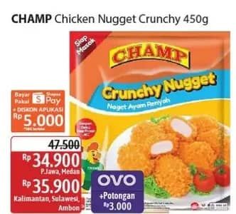 Promo Harga Champ Nugget Crunchy Nugget 450 gr - Alfamidi