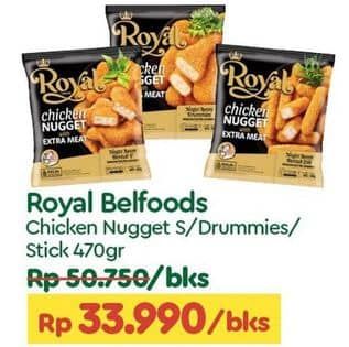 Promo Harga Belfoods Royal Nugget Chicken Nugget S, Chicken Nugget Drummies, Chicken Nugget Stick 500 gr - TIP TOP